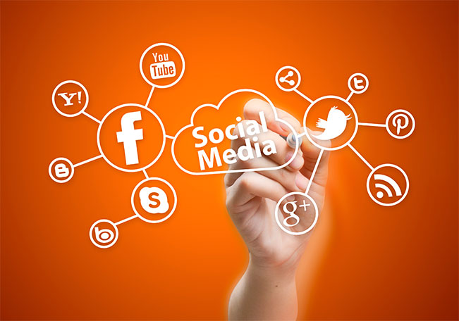 social media image on orange background
